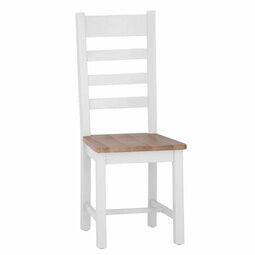 Elberry Ladder Back Chair Wooden Seat White Pair