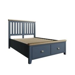 Helston 4'6 Bed with Wooden Headboard & Drawer Footboard Set