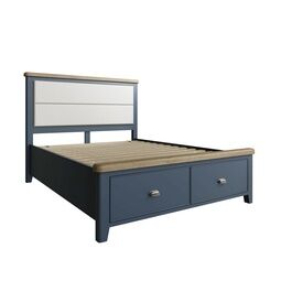 Helston 5'0 Bed with Fabric Headboard & Drawer Footboard Set