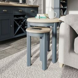 Helston Round Nest of Tables Blue