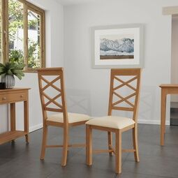 Normandie Upholstered Dining Chair Light Oak (Pair)