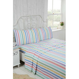 Brushed Cotton (Flannelette) Sheet Sets (Multi Colour Candy Stripe)