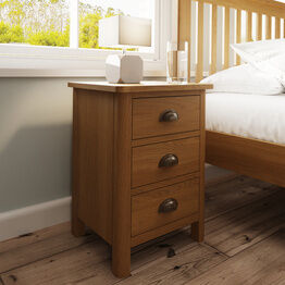 Redcliffe 3 Drawer Bedside Cabinet Rustic Oak
