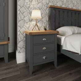 Tresco 3 Drawer Bedside Table Charcoal