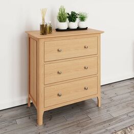 Normandie 3 Drawer Chest of Drawers Light Oak