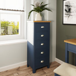 Redcliffe 5 Drawer Narrow Chest Of Drawers Blue