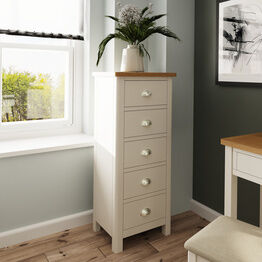 Redcliffe 5 Drawer Narrow Chest Of Drawers Dove Grey
