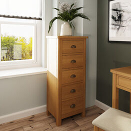 Redcliffe 5 Drawer Narrow Chest Of Drawers Rustic Oak
