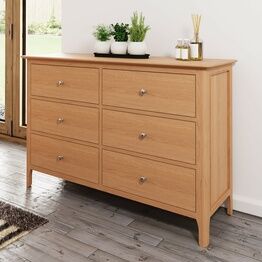 Normandie 6 Drawer Chest of Drawers Light Oak