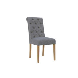 Button back chair with scroll top  Light Grey (Pair)