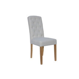 Button Back Upholstered Chair  Natural