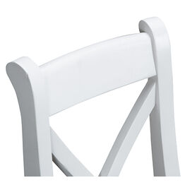 Tresco White Cross Back Wooden Dining Chair with Fabric Seat