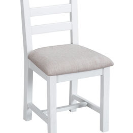 Tresco White Ladder Back Wooden Dining Chair with Fabric Seat