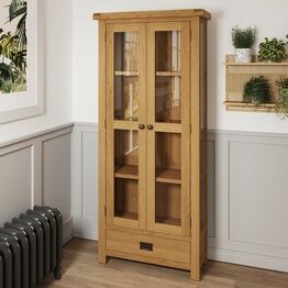 Country St Mawes Display Cabinet Medium Oak finish