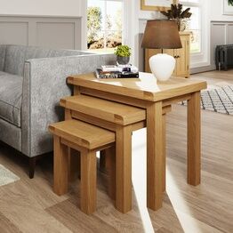Country St Mawes Nest of 3 Tables Medium Oak finish