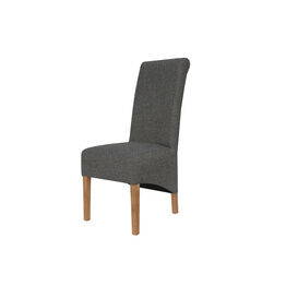 Scroll Back Fabric Chair  Dark Grey (Pair)