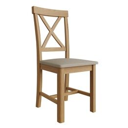 Redcliffe Upholstered Cross Back Chair Rustic Oak (Pair)