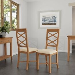 Normandie Upholstered Dining Chair Light Oak (Pair)