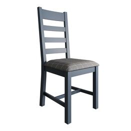 Helston Upholstered Ladder Back Chair Blue (Pair)