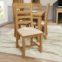Country St Mawes Upholstered Ladder Back Chair Medium Oak finish (Pair)