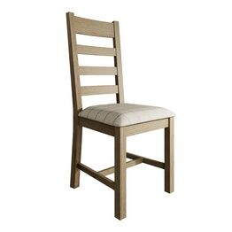 Helston Upholstered Ladder Back Chair Smoked Oak (Pair)