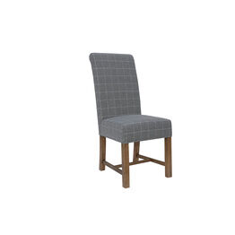 Woollen Upholstered Chair Check Grey (Pair)