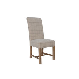 Woollen Upholstered Chair Check Natural (Pair)