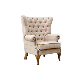Wrap Around Button Back Wing Chair