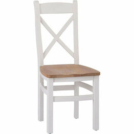 Elberry Cross Back Chair Wooden Seat White Pair
