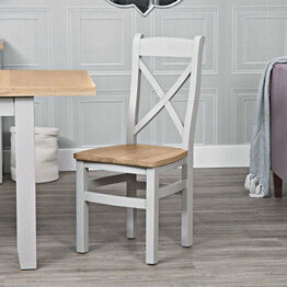 Elberry Cross Back Chair Wooden Seat Grey Pair
