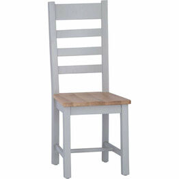 Elberry Ladder Back Chair Wooden Seat Grey Pair