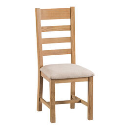 Country St Mawes Ladder Back Wooden Dining Chair with Fabric Seat