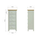 Redcliffe 5 Drawer Narrow Chest Of Drawers Dove Grey additional 9