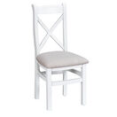 Tresco White Cross Back Wooden Dining Chair with Fabric Seat additional 4