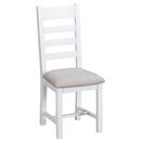 Tresco White Ladder Back Wooden Dining Chair with Fabric Seat additional 7