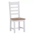 Elberry Ladder Back Chair Wooden Seat White Pair additional 3