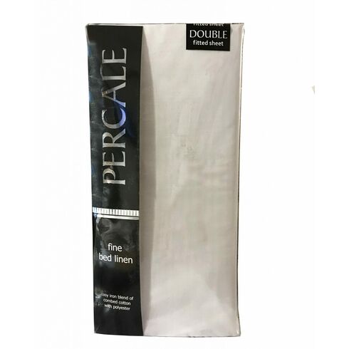 Percale Fitted White Double Sheet