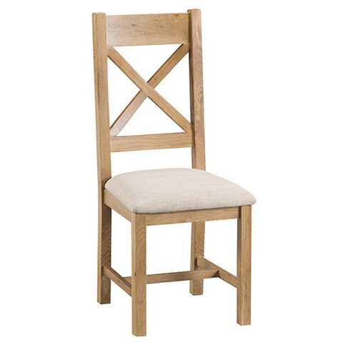 Country St Mawes Cross Back Back Wooden Dining Chair with Fabric Seat