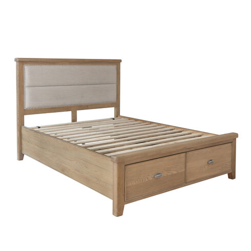 Helston 4'6 Bed with fabric headboard and drawers